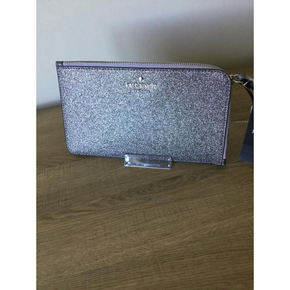 Kate Spade New York Silver Glitter Wristlet NWT $139